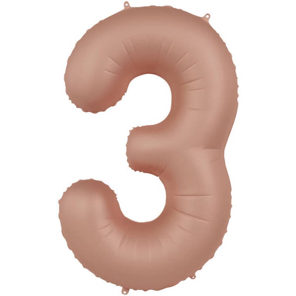 Folie Ballon cijfer 3 Vintage Rose 86 cm
