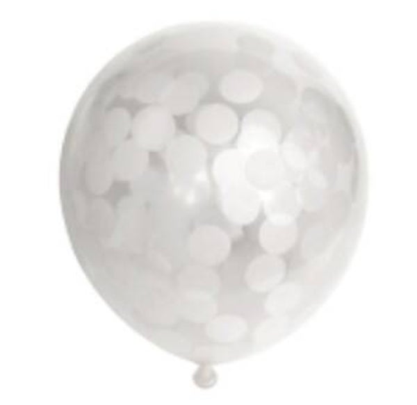 6x Confetti ballonnen Wit