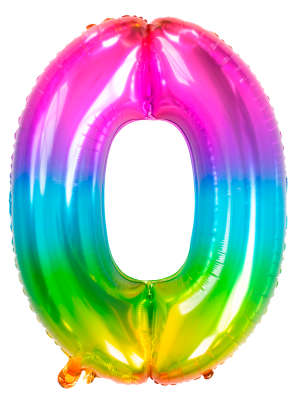 Folie Ballon cijfer 0  Yummy Gummy Rainbow 86 cm