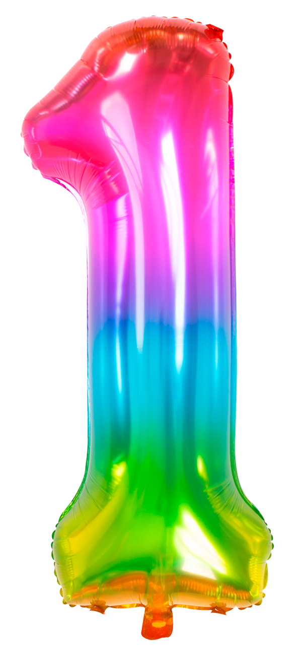 Folie Ballon cijfer 1 Yummy Gummy Rainbow 86 cm