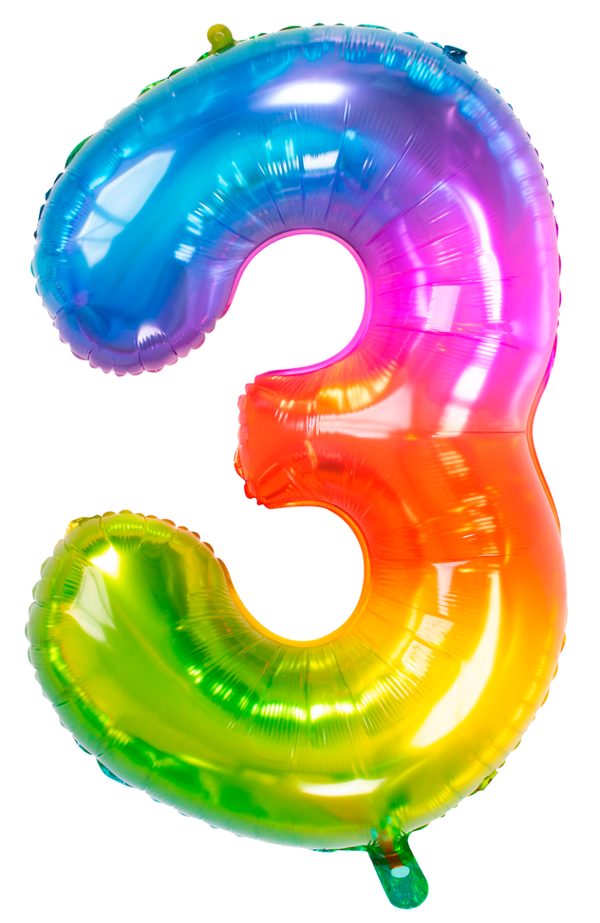 Folie Ballon cijfer 3 Yummy Gummy Rainbow 86 cm