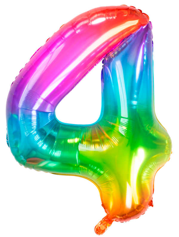 Folie Ballon cijfer 4 Yummy Gummy Rainbow 86 cm