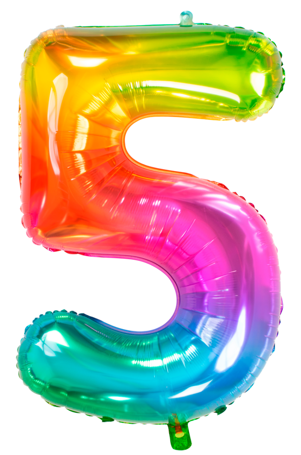 Folie Ballon cijfer 5 Yummy Gummy Rainbow 86 cm