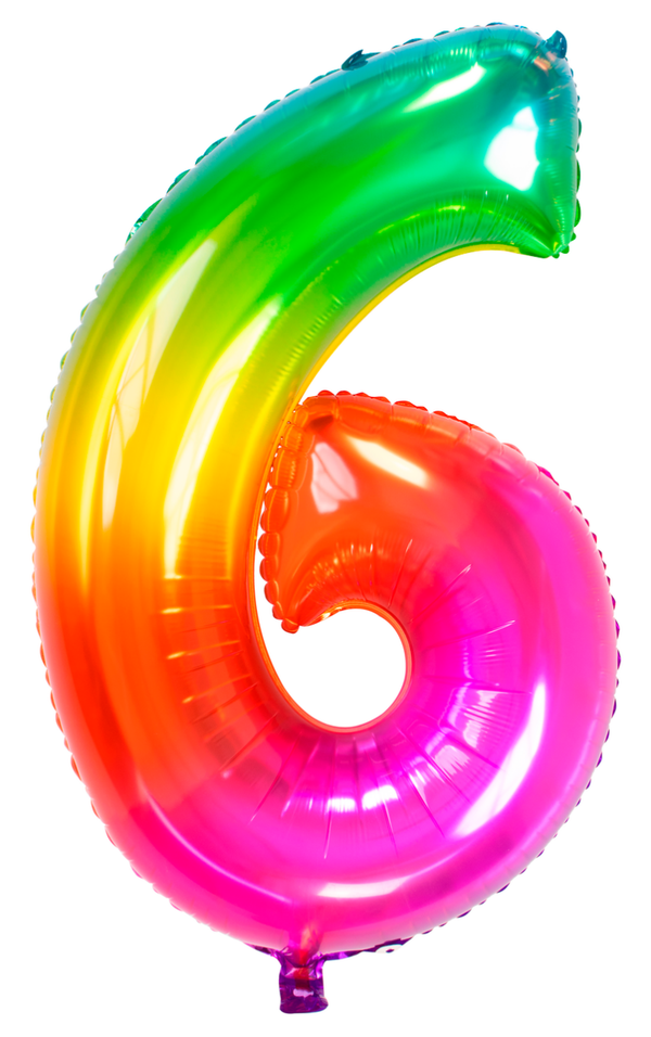 Folie Ballon cijfer 6  Yummy Gummy Rainbow 86 cm