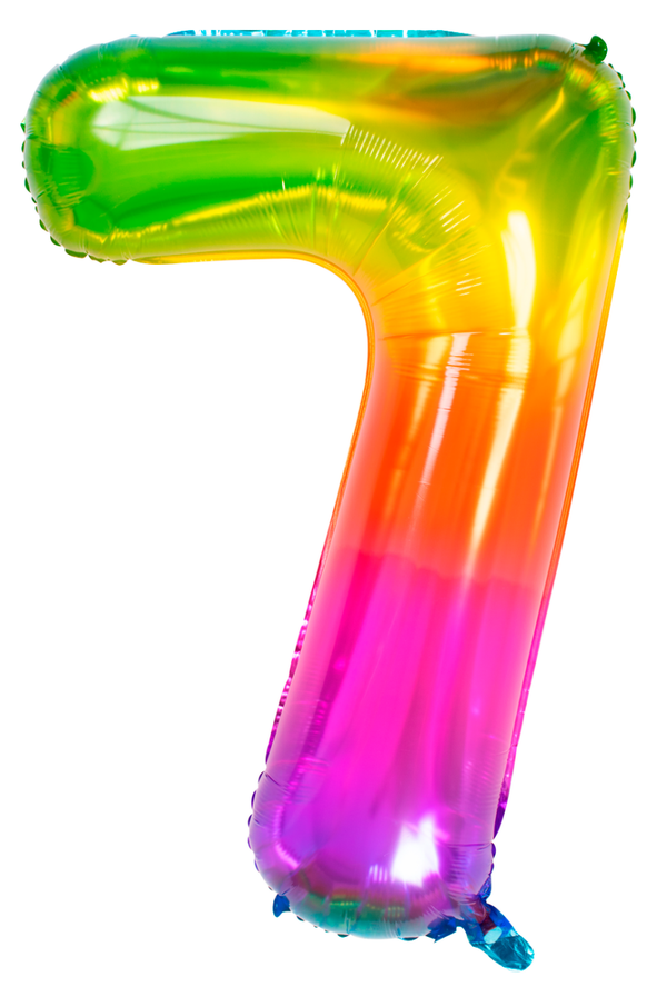 Folie Ballon cijfer 7  Yummy Gummy Rainbow 86 cm