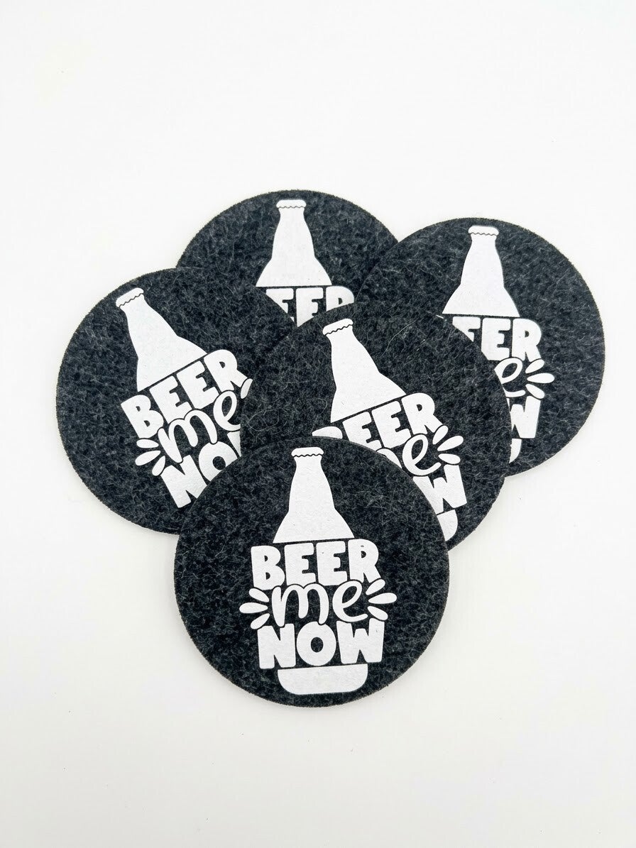 Filzuntersetzer "Beer me now"