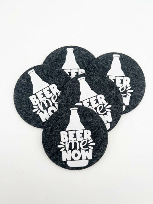 Filzuntersetzer "Beer me now"