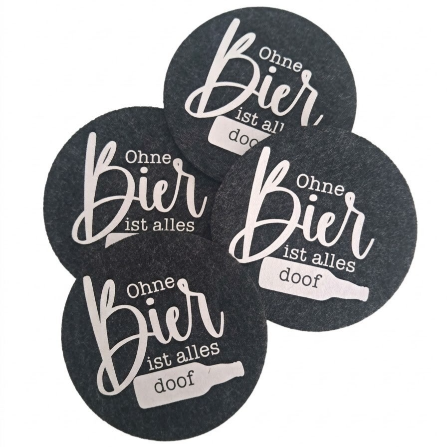 Filzuntersetzer "Ohne Bier ist alles doof"