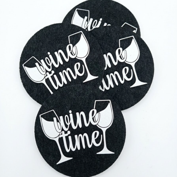 Filzuntersetzer "Wine Time - Anstoßen"