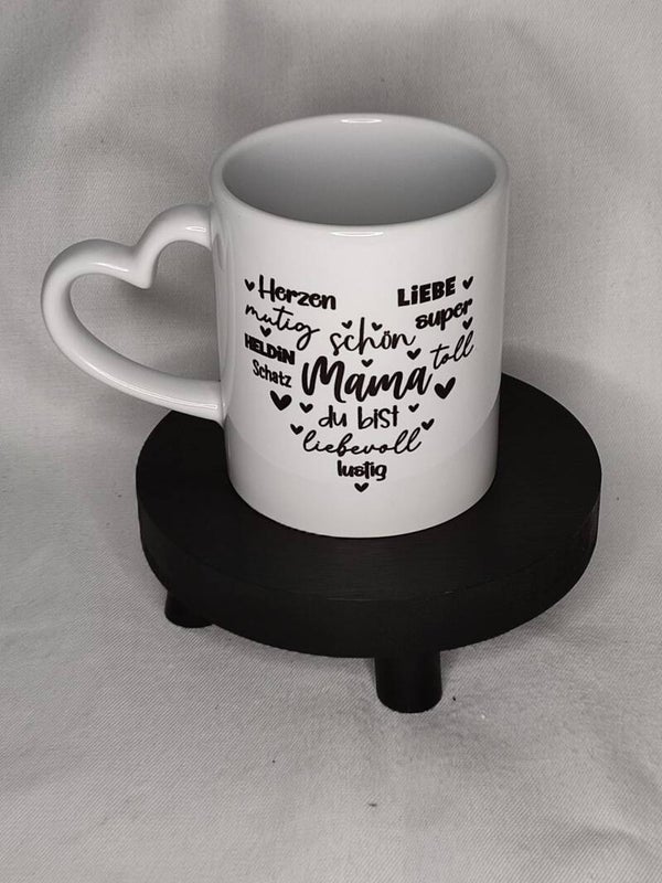 Keramiktasse "Mama Herz" mit Herzförmigen Henkel