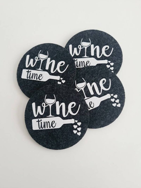Filzuntersetzer "Wine Time - Herzenssache"