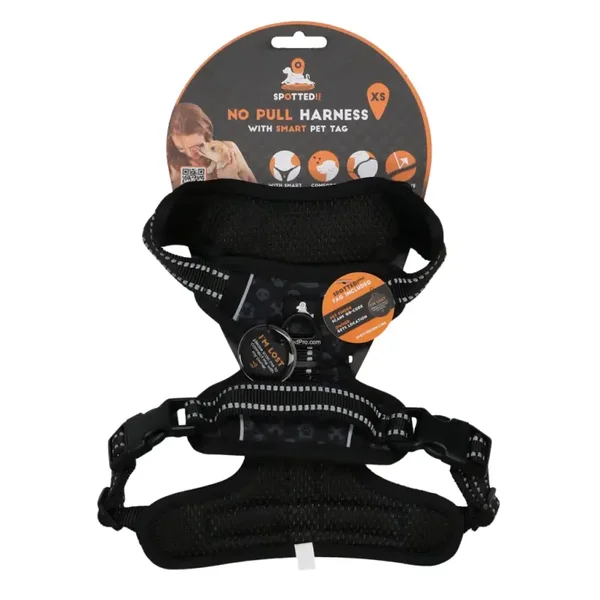 Harnais No-Pull Spotted Pro avec médaille connectée Gris Foncé