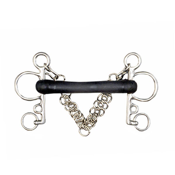 Mors Pelham Inox avec Canon en Caoutchouc Souple