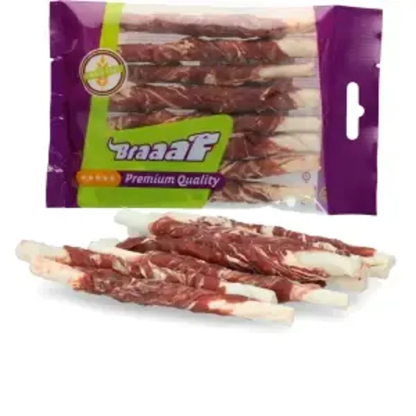 Braaaf Rawhide Roll Sticks Agneau & Poisson - 8 pièces