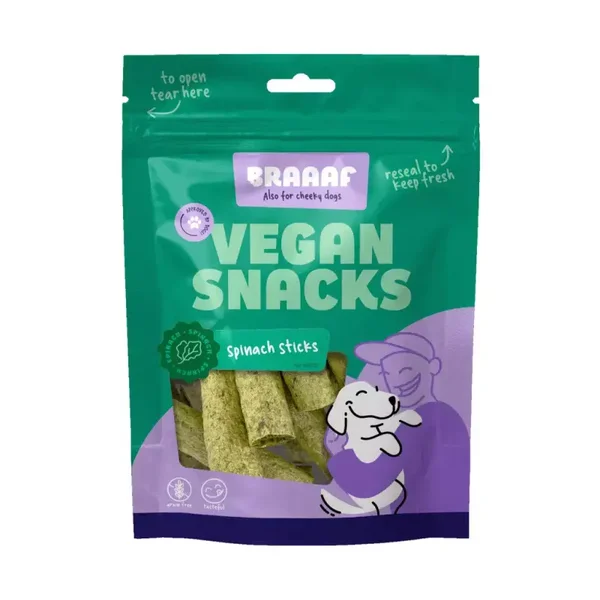 Braaaf Vegan Snack Bâtonnets aux épinards - 6 cm
