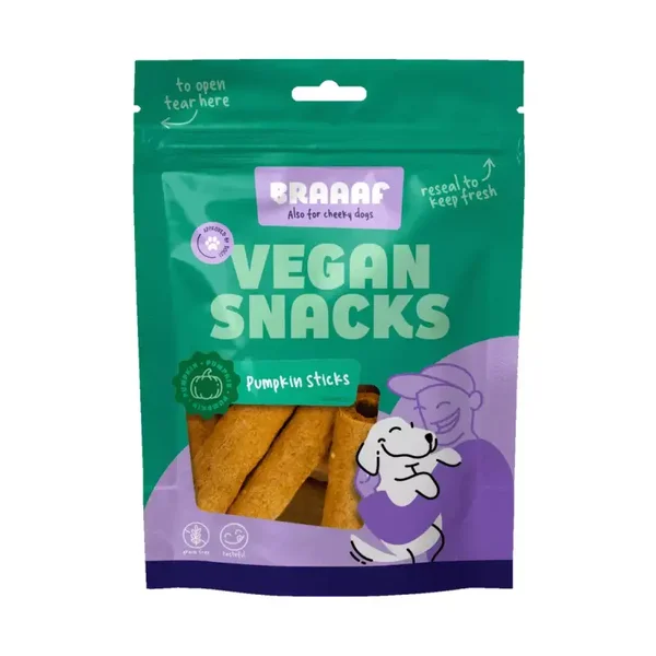 Braaaf Vegan Snack Bâtonnets à la citrouille - 6 cm