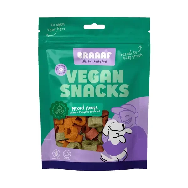Braaaf Vegan Snack Mixed Hoops Epinards Potiron Betterave - 1 cm