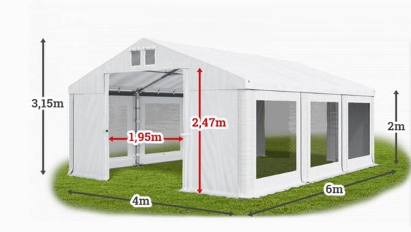 Tent 4 x 6 x 2/3.15 Effen raam