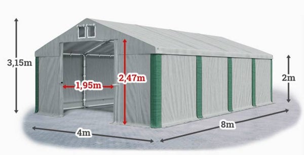 Tent 4m x 8m x 2/3.15m Grijs/groen