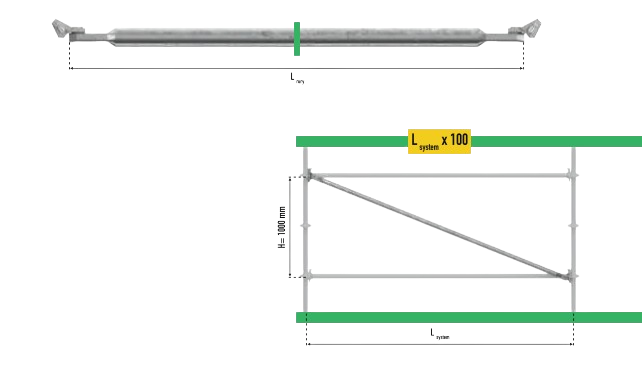 VERTICALE DIAGONALEN H100 CM VAK 157 CM  207 CM  257 CM  307 CM