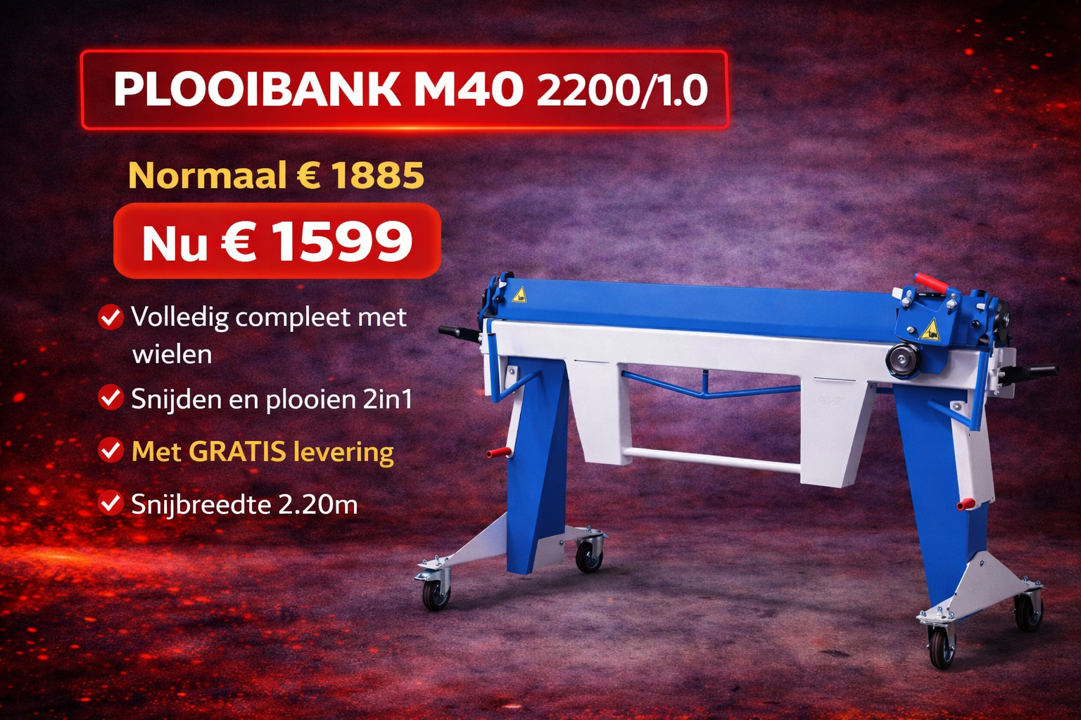 Mobiele plooibank M40x2200/1.0 ergonomisch 2in1