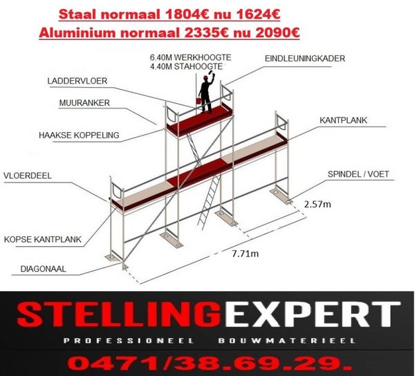 Pakket 39m² keuze uit 2 type's in staal of alu vaklengte 2.5m