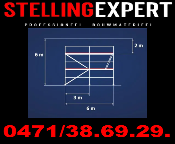 Aluminium steiger met robuust of alu vloeren 6x6