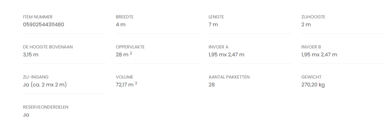 Technische details magazijntent