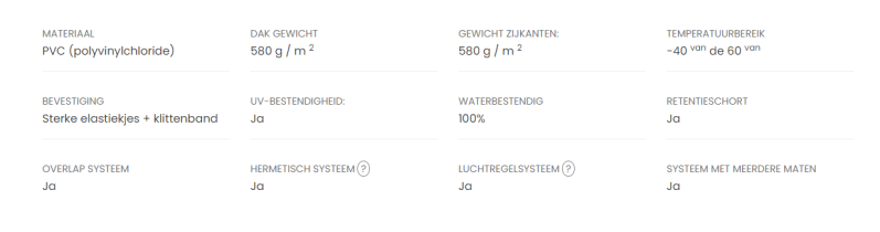 Technische details magazijntent