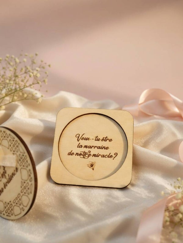 Demande Parrain / Marraine en Bois Personnalisée – Cadeau Annonce Originale