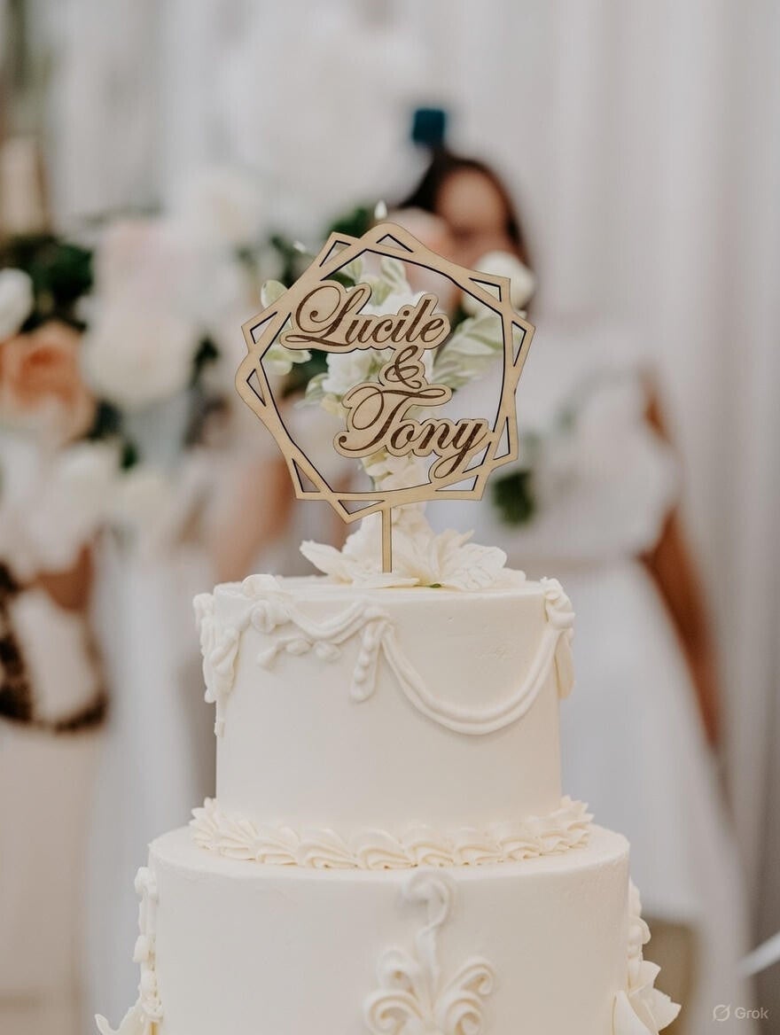 Cake topper personnalisé Bois