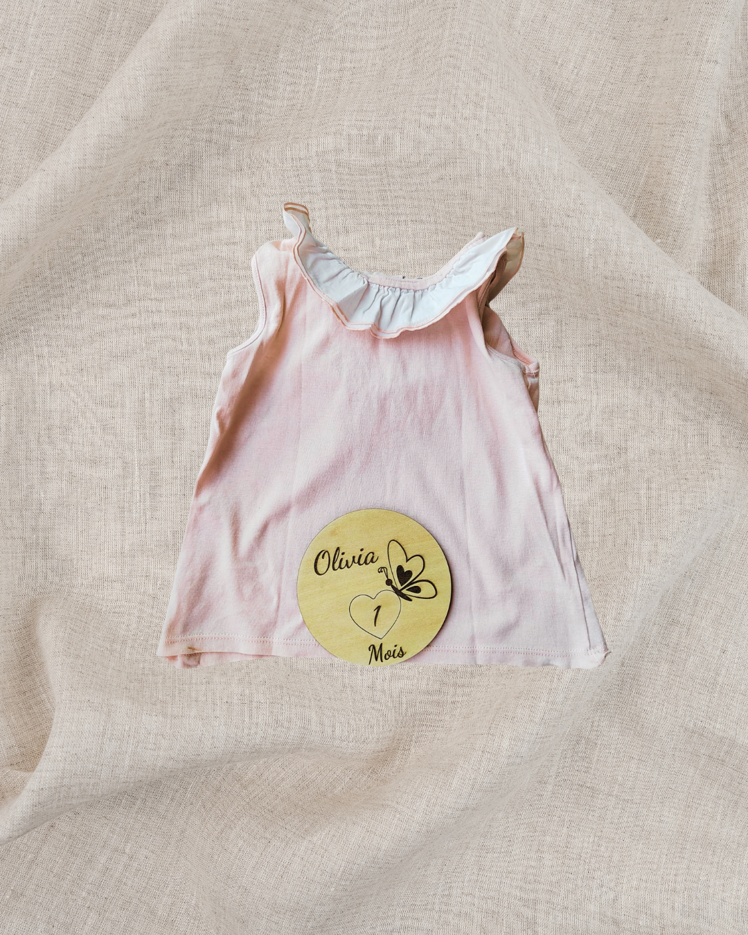 Carte étape en bois personnalisée "Moisiversaire" – Suivi mensuel bébé 1 à 12 mois – Idée cadeau naissance