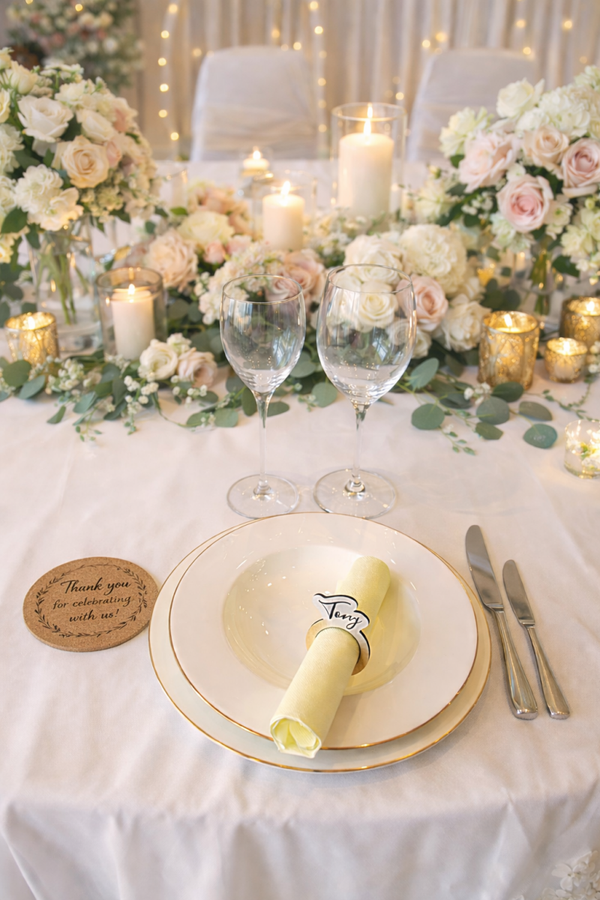 Cadeaux invités mariage Sous-verre personnalisé gravé