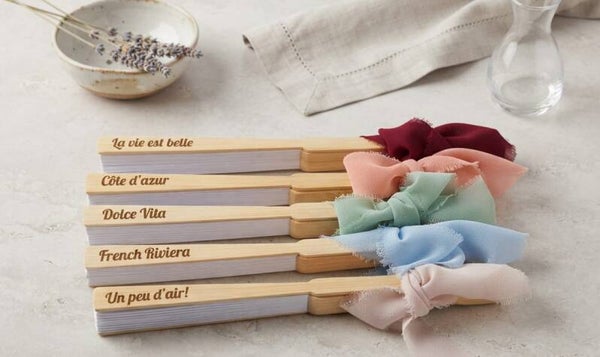 Éventail en bois personnalisé – Gravure sur mesure mariage, EVJF, baptême