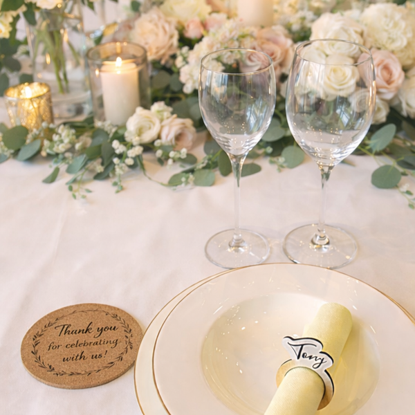 Cadeaux invités mariage Sous-verre personnalisé gravé