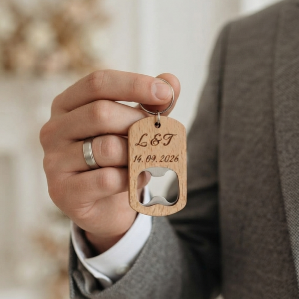 Décapsuleur Personnalisé en Bois pour Mariage  – Pack Signature