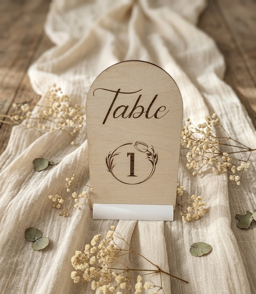 Numéros de table mariage en bois – Décoration de table personnalisée