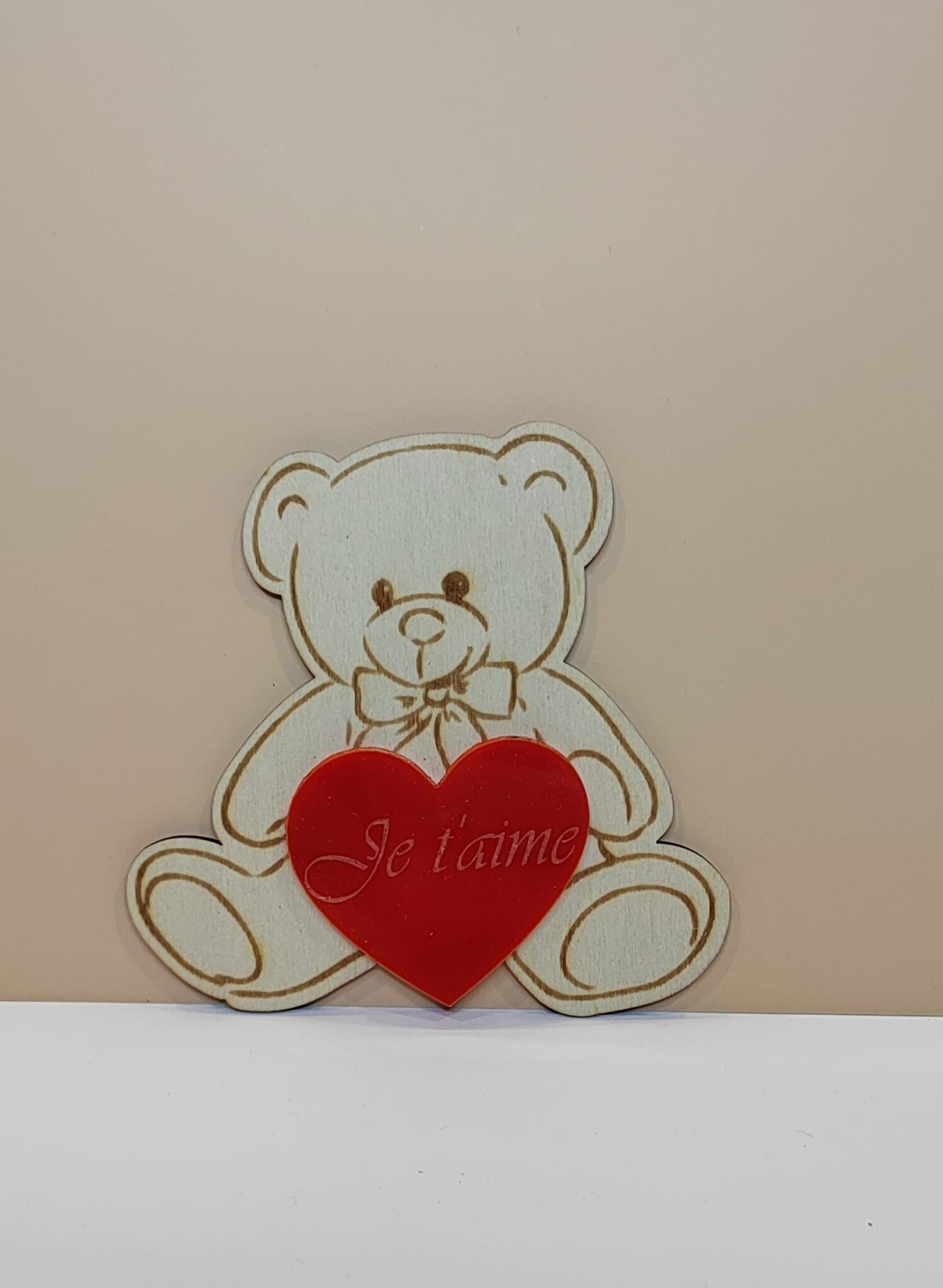 Ourson "Je t'aime" – Décoration Bois & Acrylique