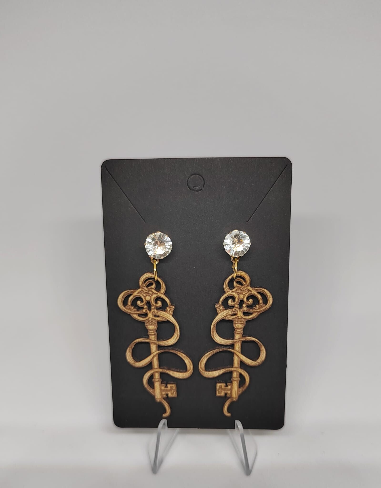 Boucles d'Oreilles Clé Symbole – Bois Gravé