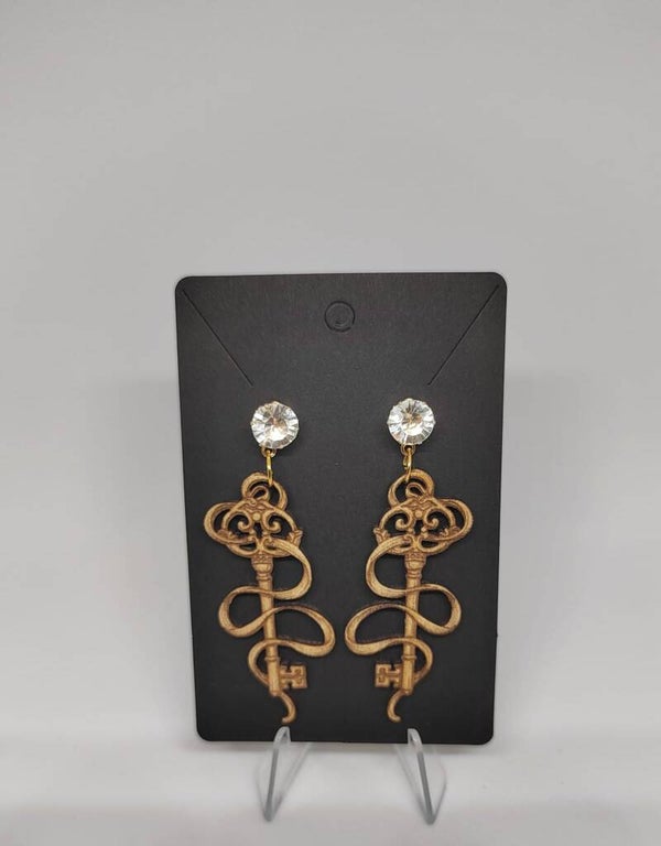 Boucles d'Oreilles Clé Symbole – Bois Gravé