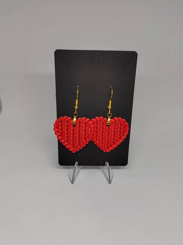 Boucles d'Oreilles Cœur – Impression 3D Effet Tricot