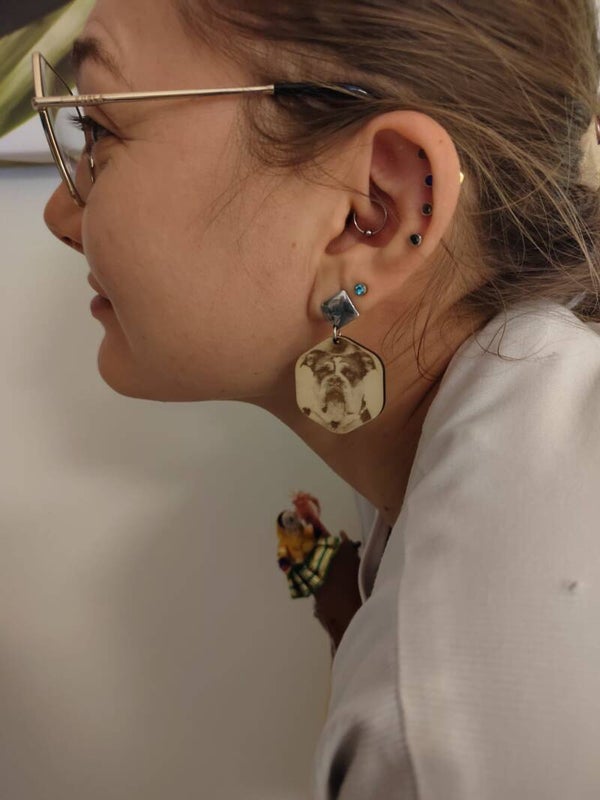 Boucles d'oreilles personnalisées - Portrait de votre animal en bois gravé laser