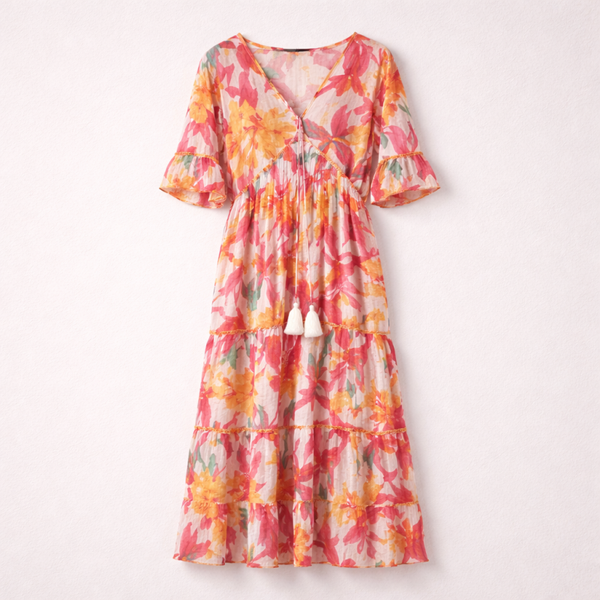 ROBE LONGUE A MOTIF - MINORCA