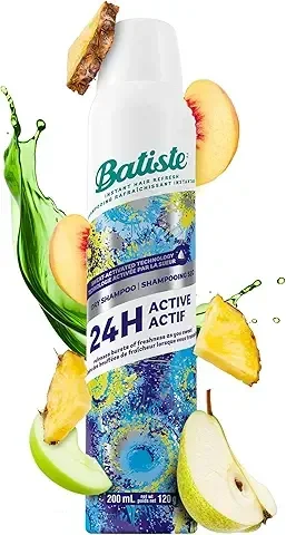 Batiste Sweat Activated Dry Shampoo Spray, Neutralizes Odor for Up to 24 Hours & Prevents Sweat Buildup in Hair, Absorbs Oil & Grease, Waterless Shampoo, Paraben & Sulfate Free, 200ml