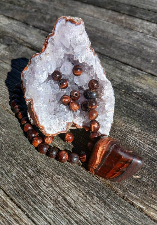 Bracelet en Œil de Taureau en perles de 6 mm. Ancrage et protection