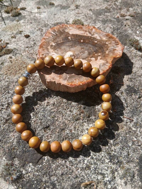 Bracelet " Jaspe Bois " en 6mm. La Force Tranquille