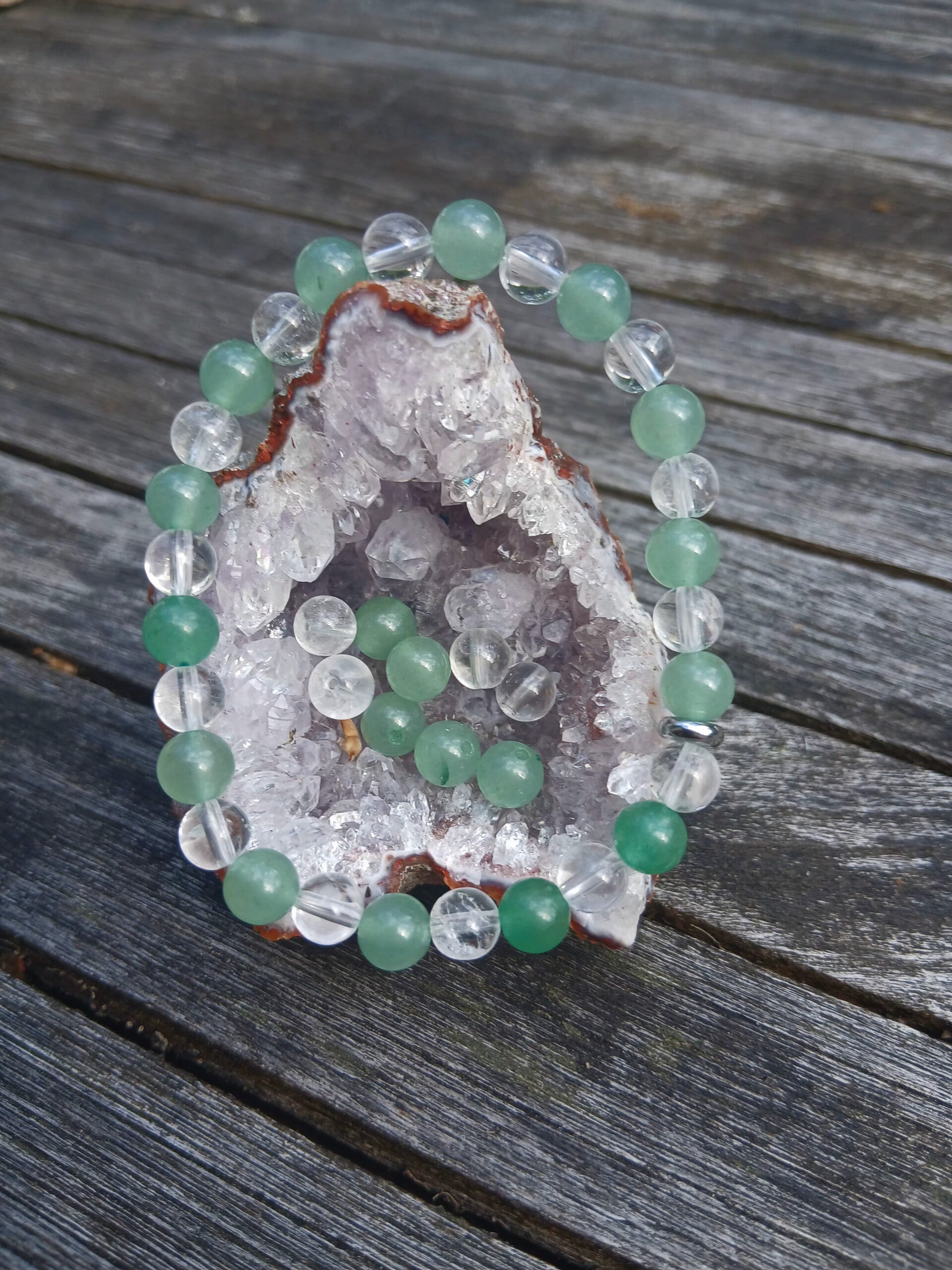 Bracelet " Aventurine Verte et Cristal de Roche"