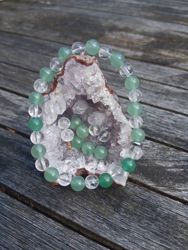 Bracelet " Aventurine Verte et Cristal de Roche"