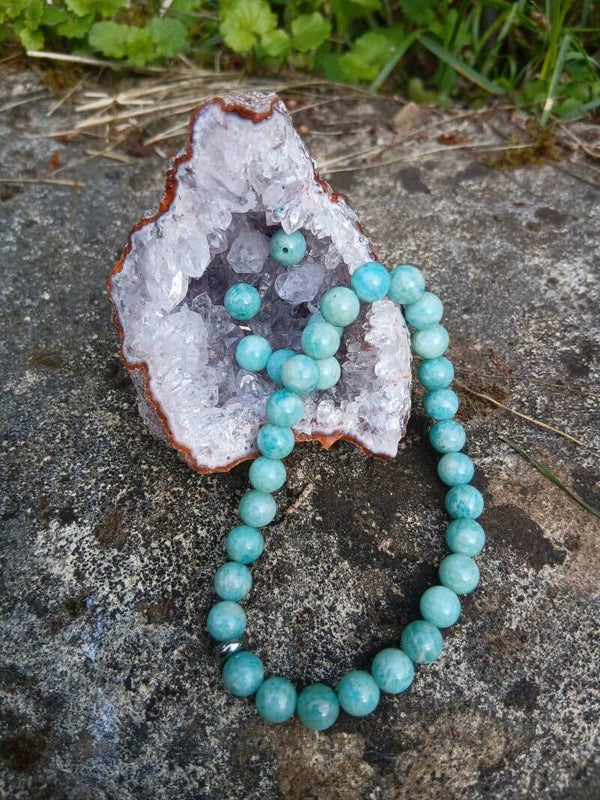 Bracelet en " Amazonite Verte "en 6 mm. Harmonie.