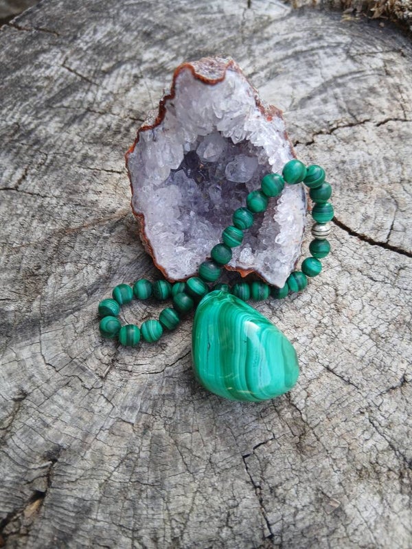 Bracelet en Malachite et sa pierre roulée!